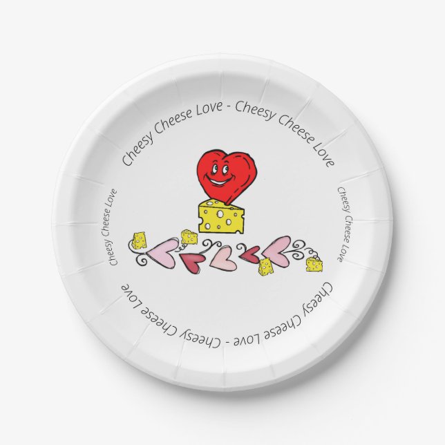Paper Plates Cheesy Cheese Love  Red Hearts  (Front)