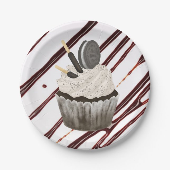 Paper Plates,  Chocolate Cupcake Fudge  Plate (Front)