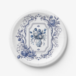 Paper Plates Delft Blue Party Tableware Decor 
