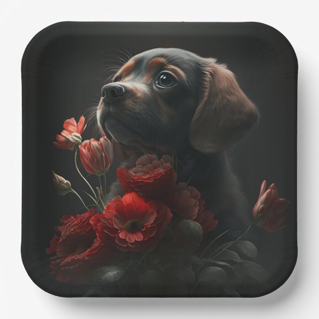 Paper plates dog Flower (Front)