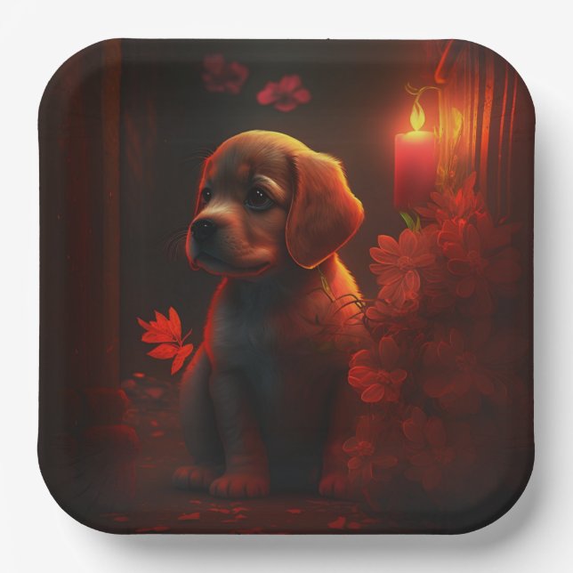 Paper plates dog Flower (Front)