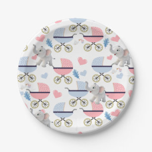 Paper Plates, Elephant Baby Strollers Stork Paper Plate