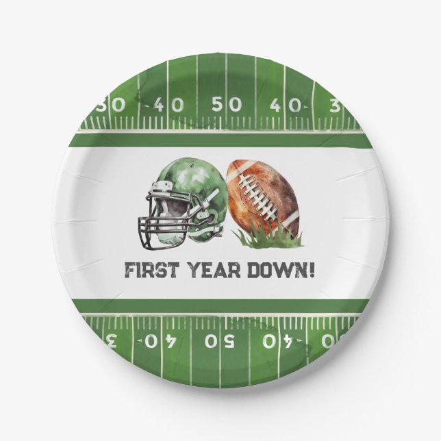 Paper Plates Football Theme, Sports Birthday (Front)