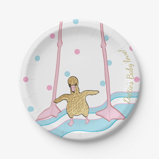 Paper Plates "Gold Flamingo Baby & Mummy" (Front)