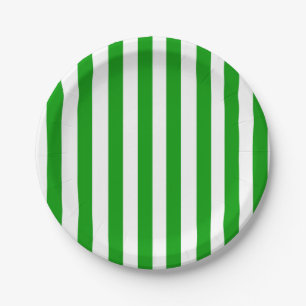 Paper Plates, Green & White Stripe  Paper Plate