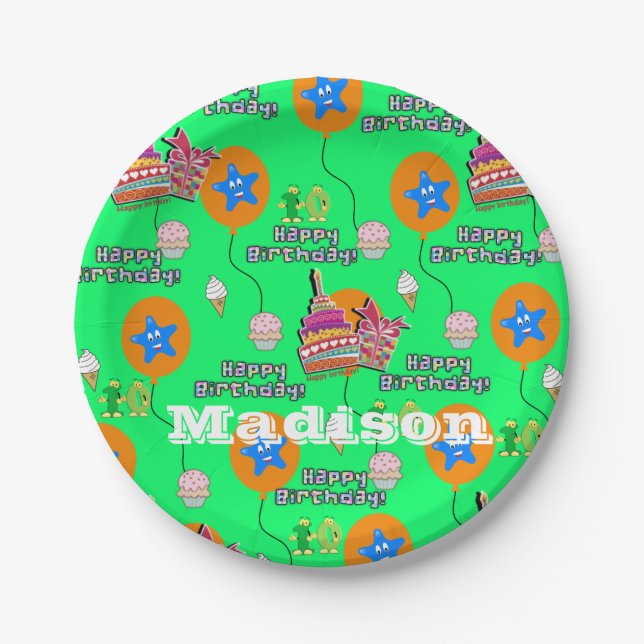 Paper Plates, Happy 10th Birthday #10 Balloons Paper Plate (Front)