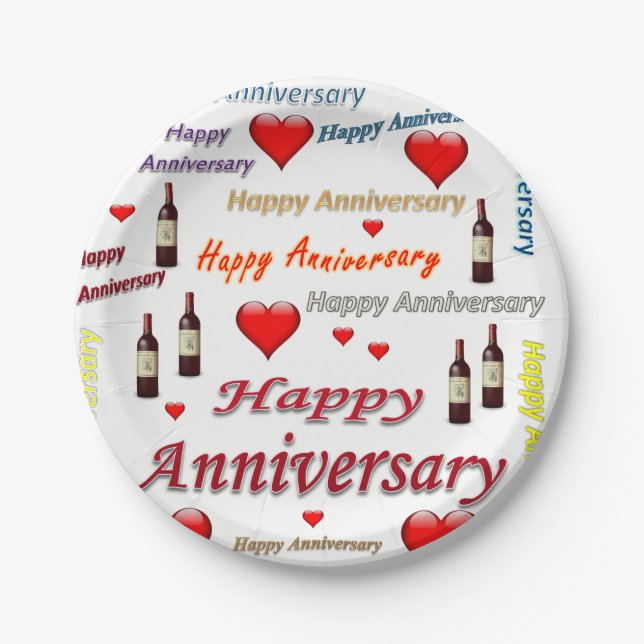 Paper plates Happy Anniversary (Front)