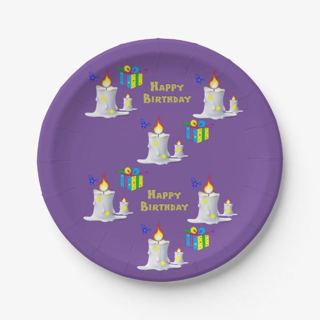 Paper Plates, Happy Birthday Candles Paper Plate (Front)