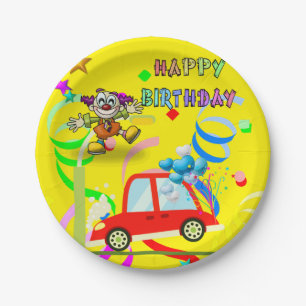 Paper Plates, Happy Birthday Clown Car Confetti Plate