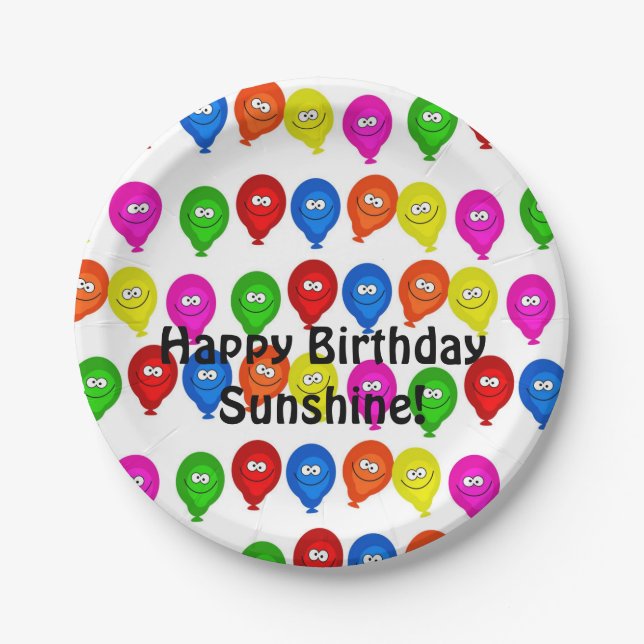 Paper Plates, Happy Birthday Colourful Balloons Paper Plate (Front)