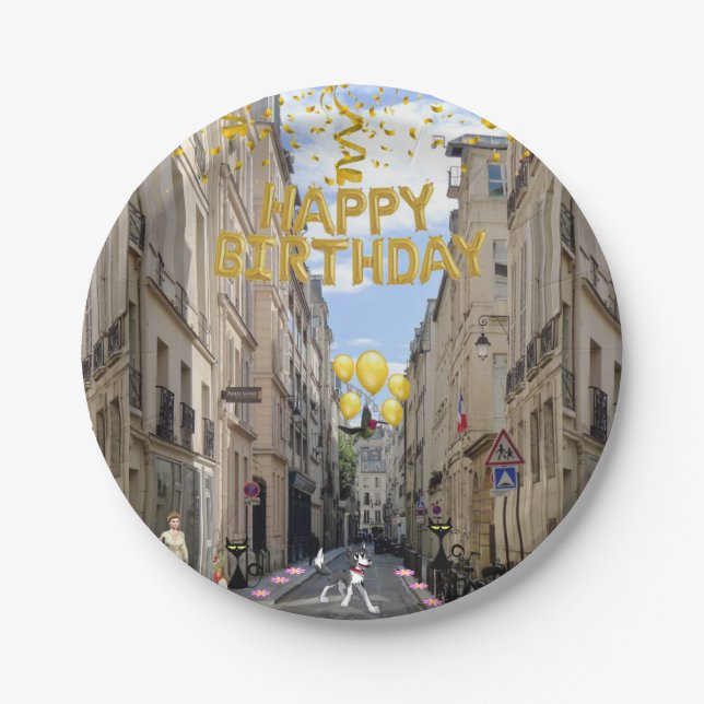 Paper Plates, Happy Birthday France Dog Paper Plate (Front)