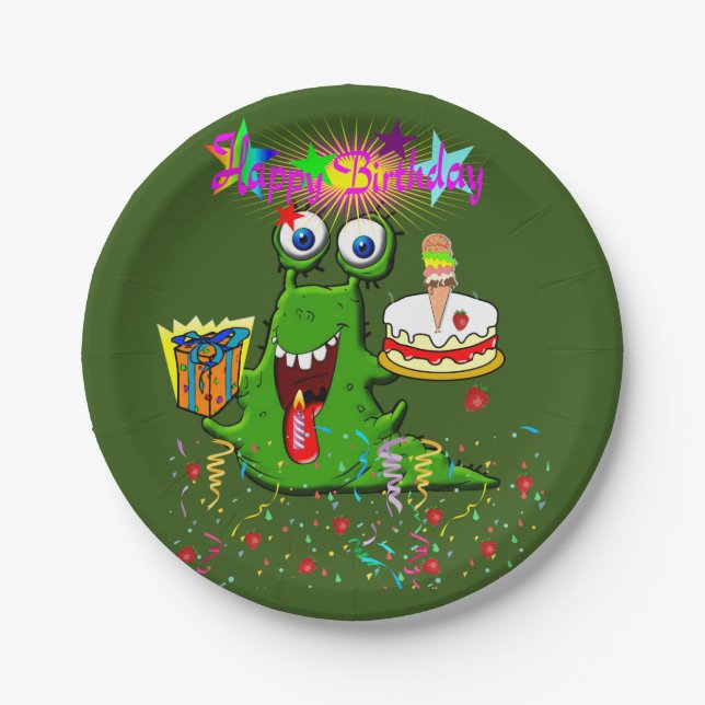 Paper Plates, Happy Birthday Monster Paper Plate (Front)