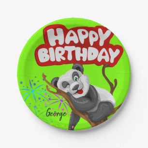Paper Plates, Happy Birthday Panda Bear Plate