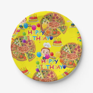 Paper Plates, Happy Birthday Pizza Party Plate