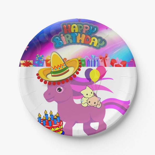 Paper Plates, Happy Birthday Pony Plate (Front)