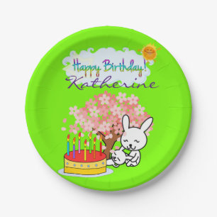 Paper Plates, Happy Birthday Rabbit Cake Plate