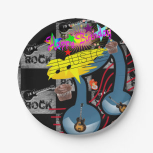 Paper Plates, Happy Birthday Rock Music Guitar Plate
