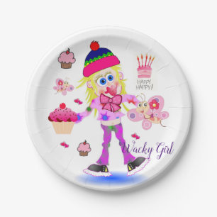 Paper Plates, Happy Birthday Wacky Girl Pink Plate