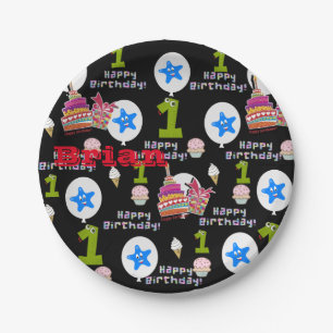 Paper Plates, Happy First Birthday #1 Balloons Plate