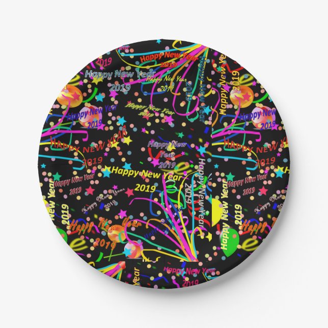 Paper Plates, Happy New Year 2019, Plate (Front)