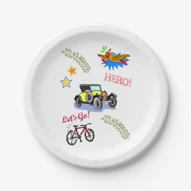 Paper Plates Hero Bicycle Car Aeroplane  (Front)