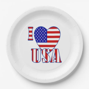Paper Plates/I Heart USA Plate