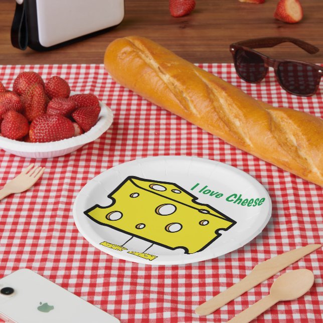 Paper Plates, I Love Cheese Paper Plates (Picnic)