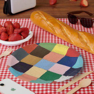 Paper Plates in Funky Squares Design