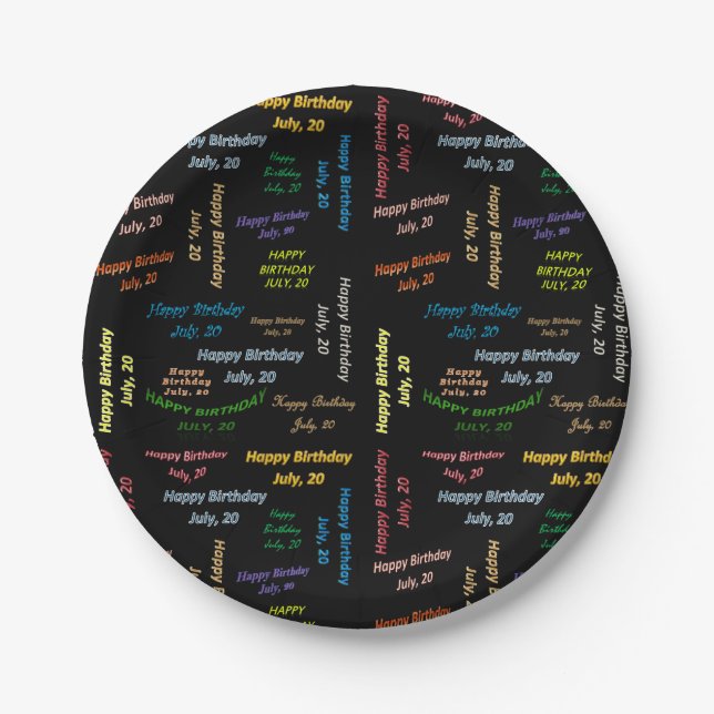 Paper Plates July, 20 Birthday (Front)