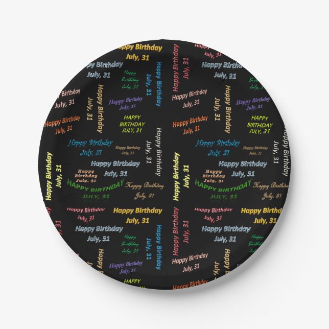 Paper Plates July, 31 Birthday (Front)