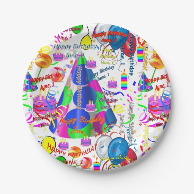 Paper Plates June, 1 Birthday (Front)