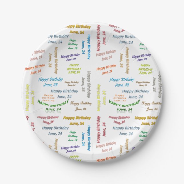 Paper Plates June, 24 Birthday (Front)
