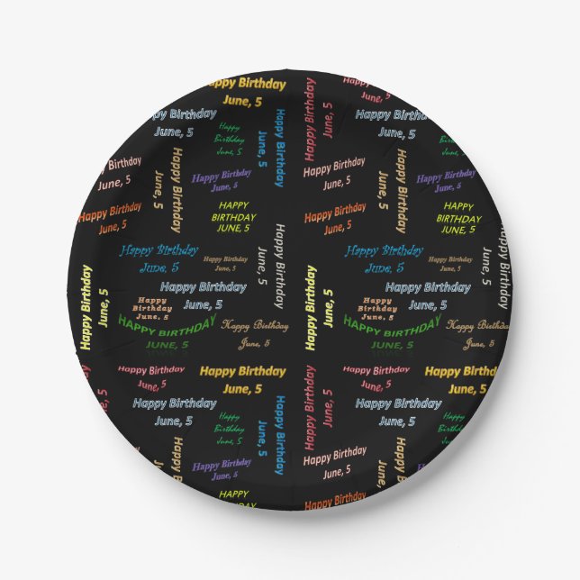 Paper Plates June, 5 Birthday (Front)