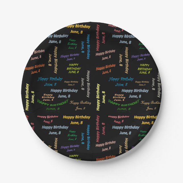 Paper Plates June, 8 Birthday (Front)