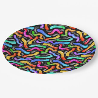 Paper plates-Kids Party-Gummy Worms candy Plate