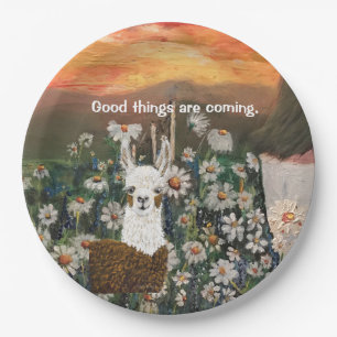 Paper Plates Llama in the daisies