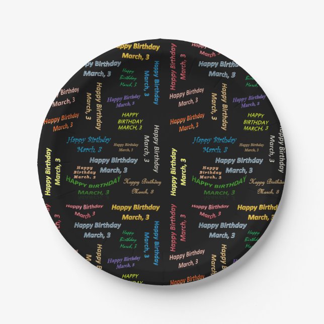 Paper Plates March, 3 Birthday (Front)
