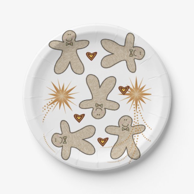 Paper Plates, Merry Christmas Gingerbread Man Paper Plate (Front)