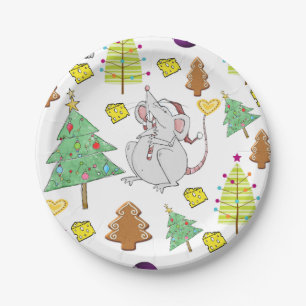  Paper Plates, Merry Christmas Mouse Cheese Paper Plate