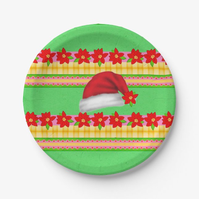 Paper Plates, Merry Christmas Santa Hat Paper Plate (Front)