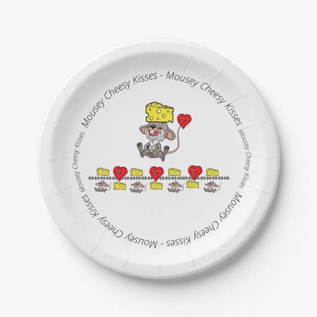 Paper Plates Mousey Cheesy Kisses Red Hearts  (Front)