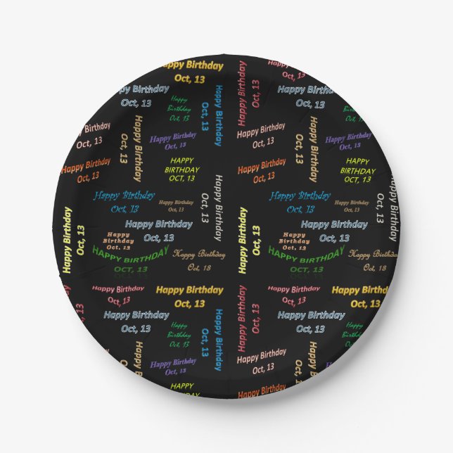 Paper Plates October, 13 Birthday (Front)