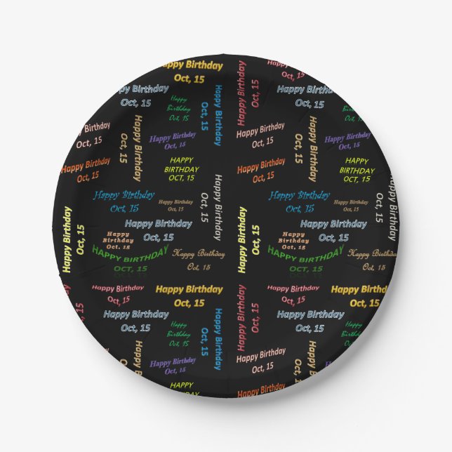 Paper Plates October, 15 Birthday (Front)