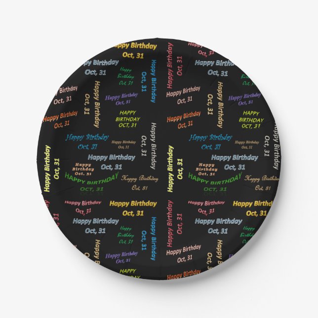Paper Plates October, 31 Birthday (Front)