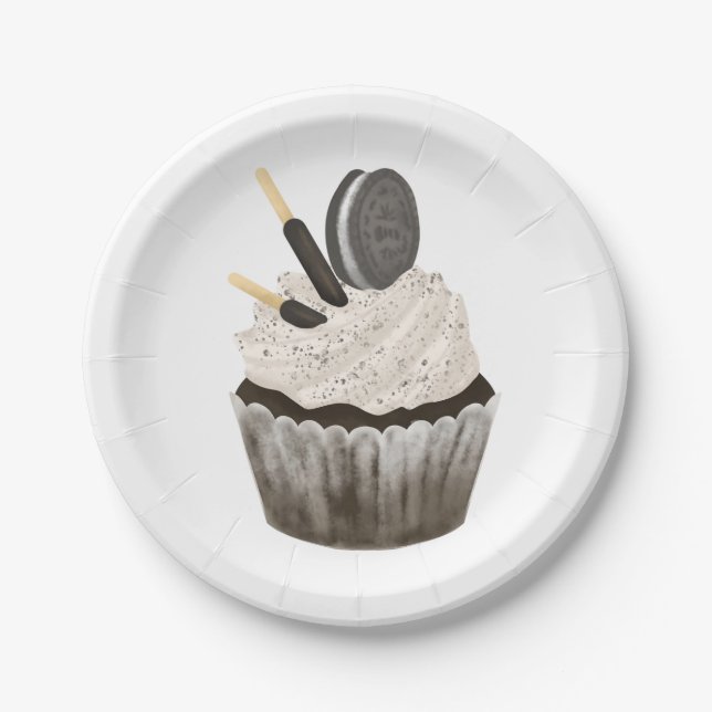 Paper Plates, Oreo Birthday Cupcake  Paper Plate (Front)
