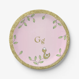 Paper Plates Pink "Gold Birds"