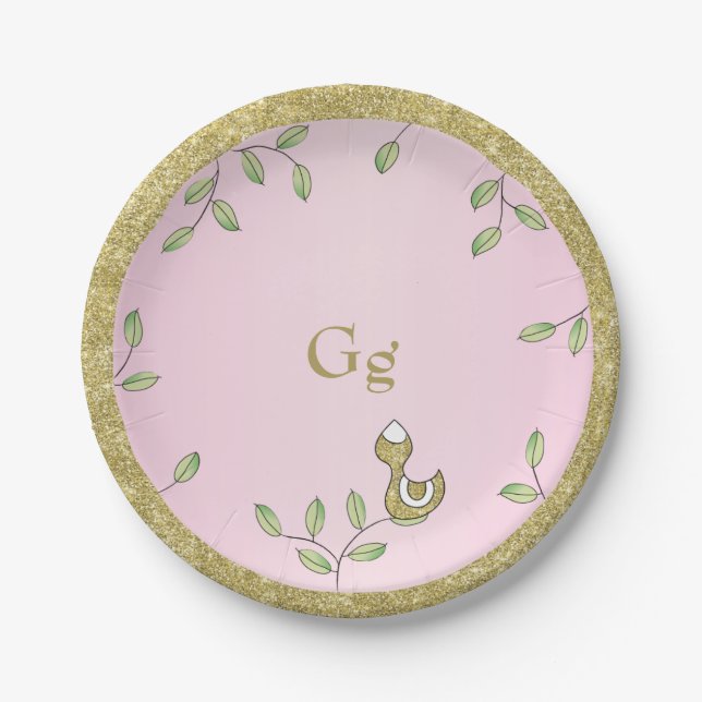 Paper Plates Pink "Gold Birds" (Front)