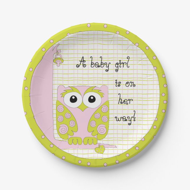 Paper Plates "Pink/Green Owl" (Front)