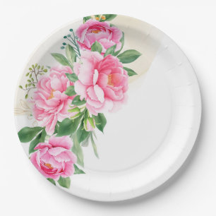 Paper Plates-Pink Peonies Plate