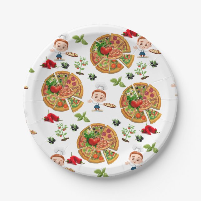 Paper Plates, Pizza Party Paper Plate (Front)
